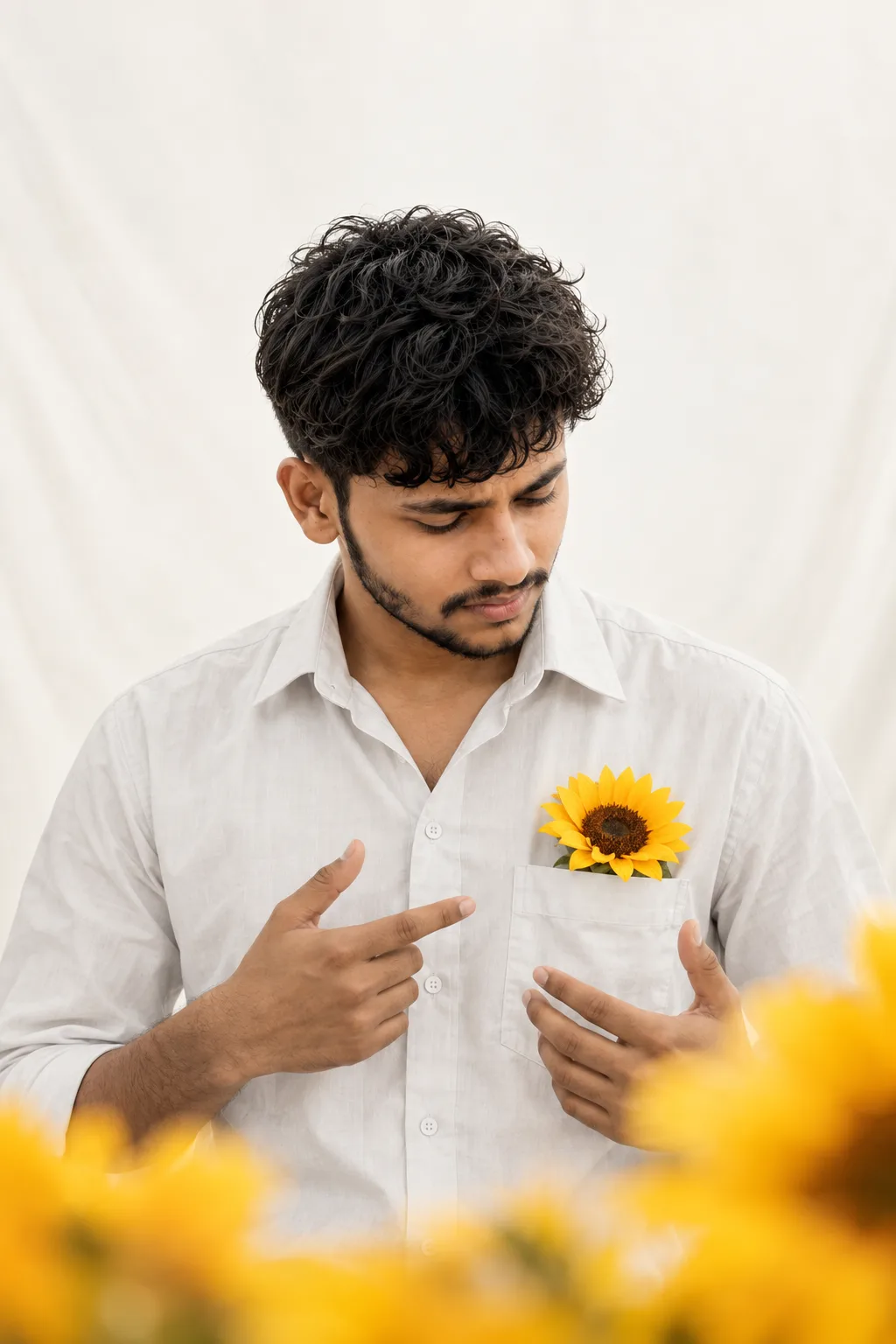 Monochrome Sunflower Portrait