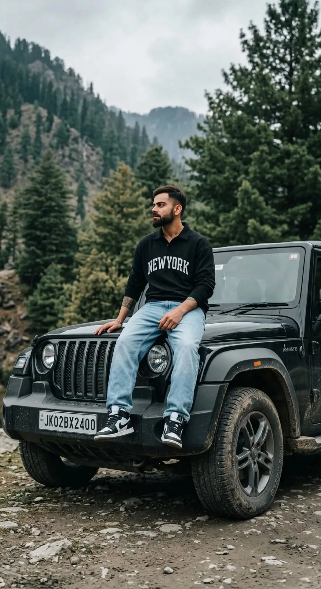 Mountain Jeep Photoshoot Portrait - Cinematic Style