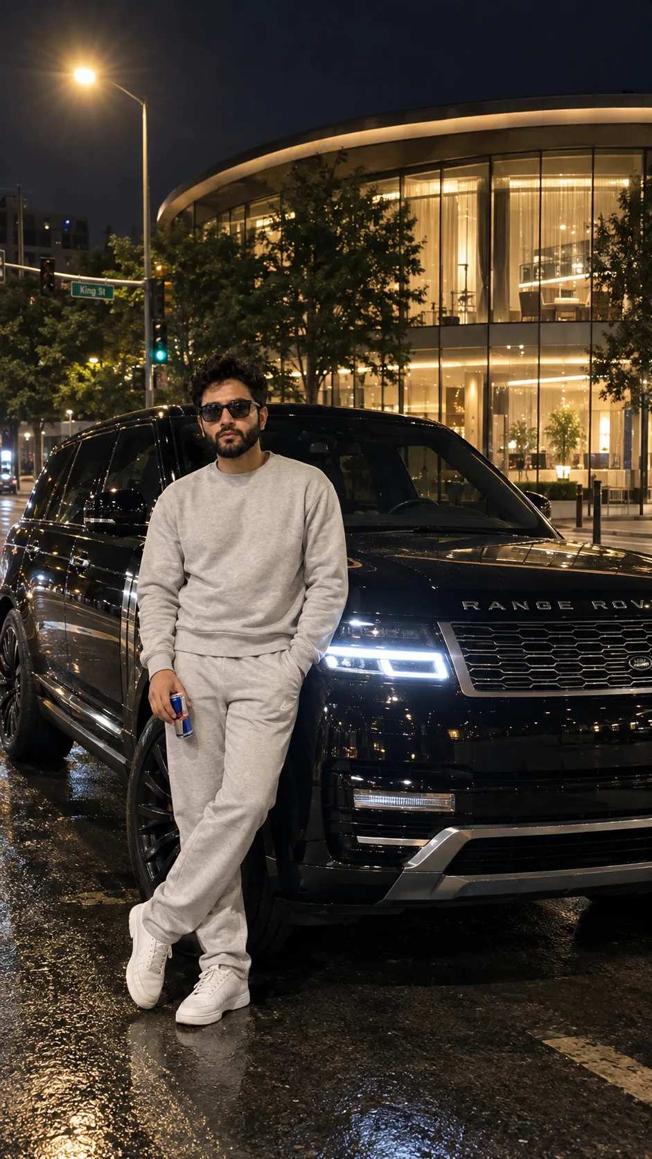 Nighttime Luxury SUV Street Style