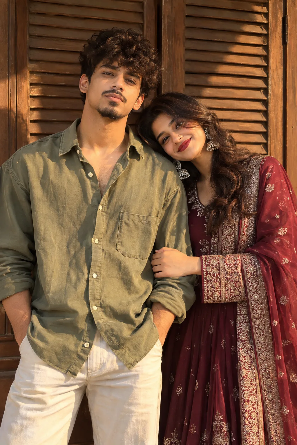 Ultra realistic cinematic portrait of a young romantic couple