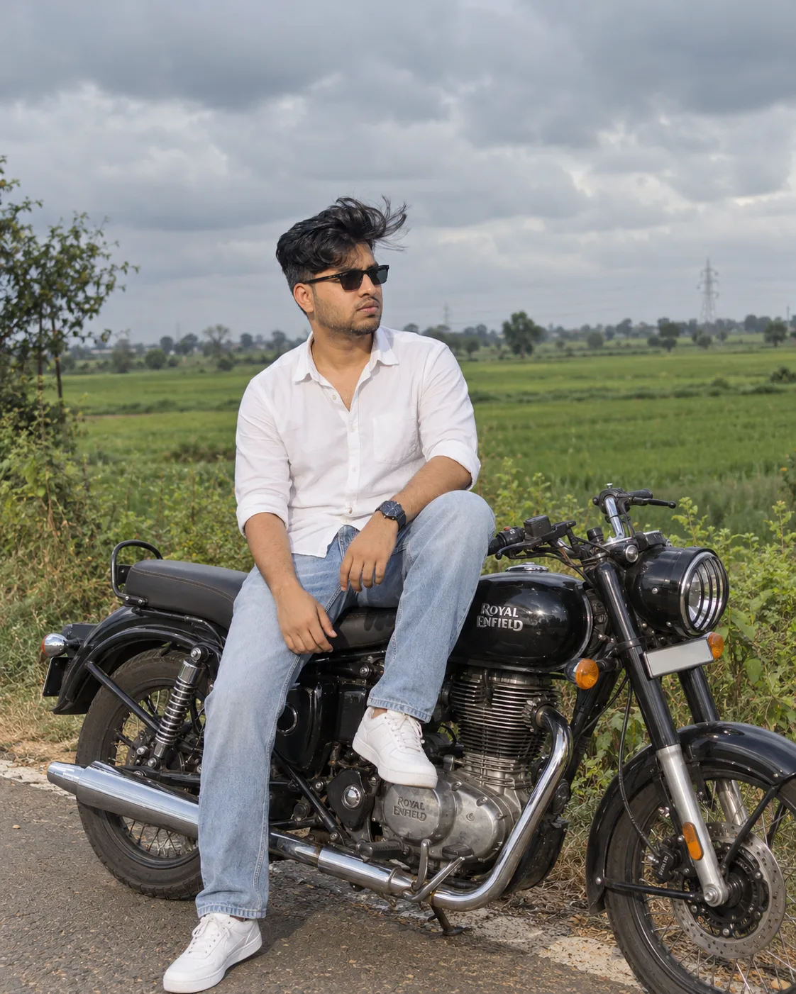Motorcycle Ride Under Stormy Skies