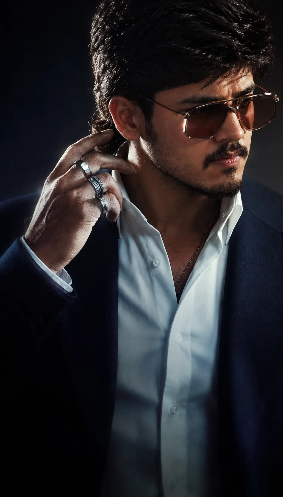 Cinematic Dark Luxury Portrait – Stylish Man in Black Blazer