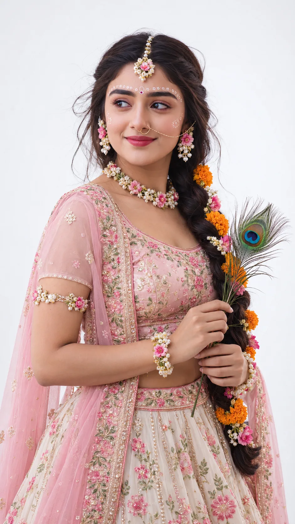 Elegant Pink Floral Lehenga Look | Traditional Indian Beauty