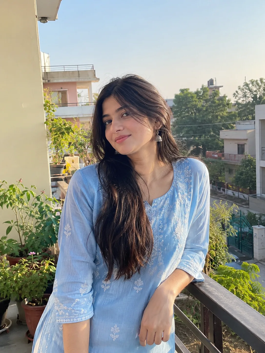 Ultra Realistic Girl Balcony Morning Shot