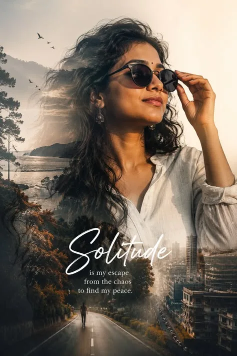 Cinematic Solitude Double-Exposure Master Prompt