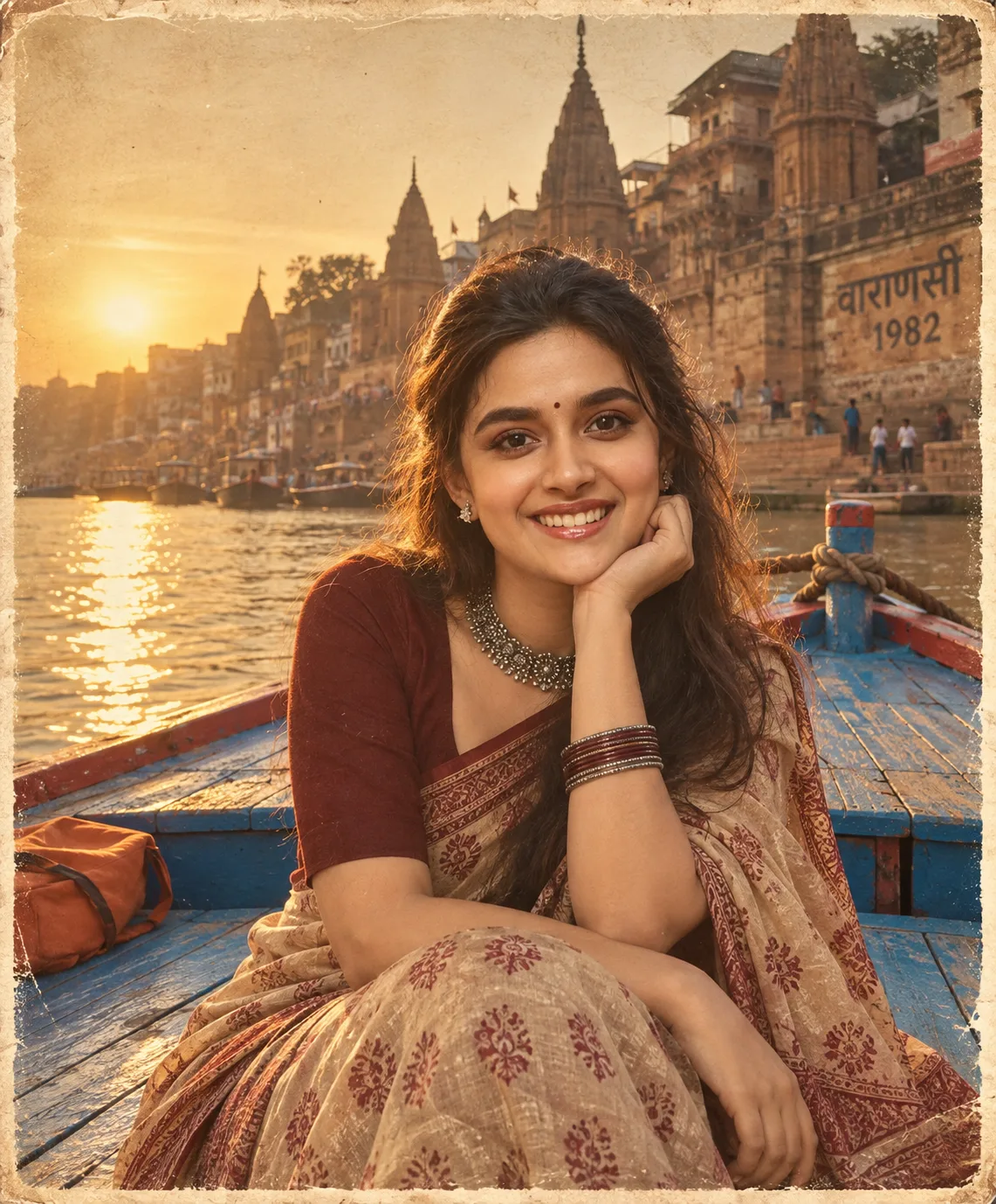 Vintage Varanasi Boat Ride | Golden Hour Saree Portrait