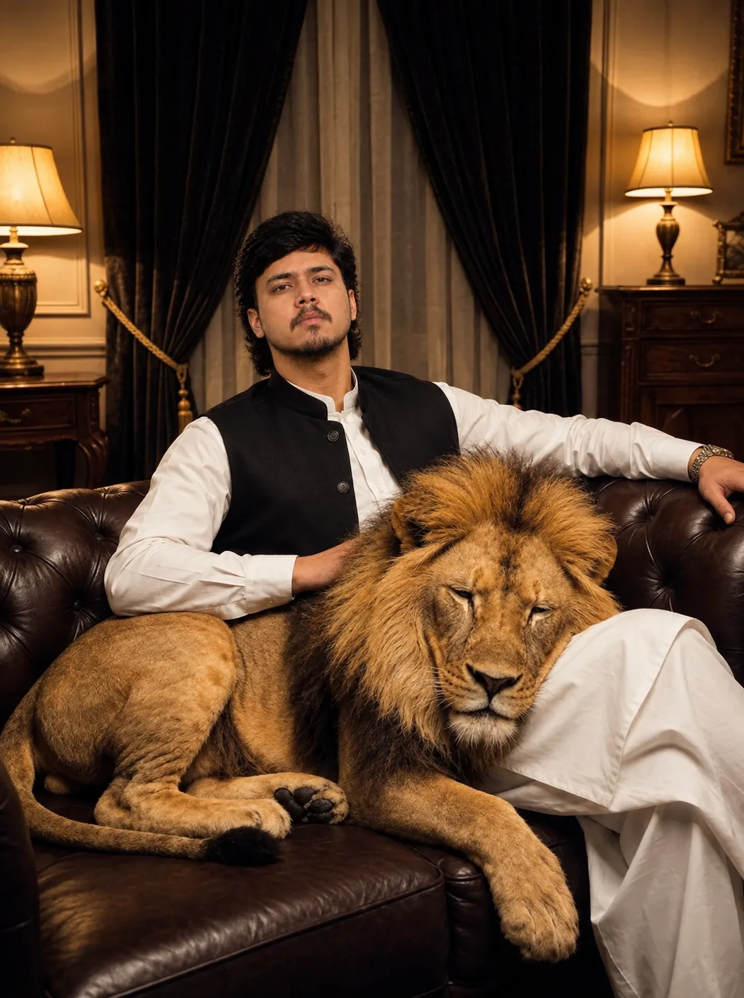 Regal Lion Companion – Luxury Royal Portrait