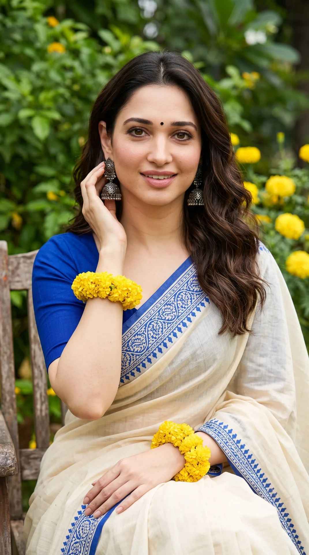💙🌼 Royal Blue Saree Instagram Aesthetic Portrait AI Prompt 📸✨