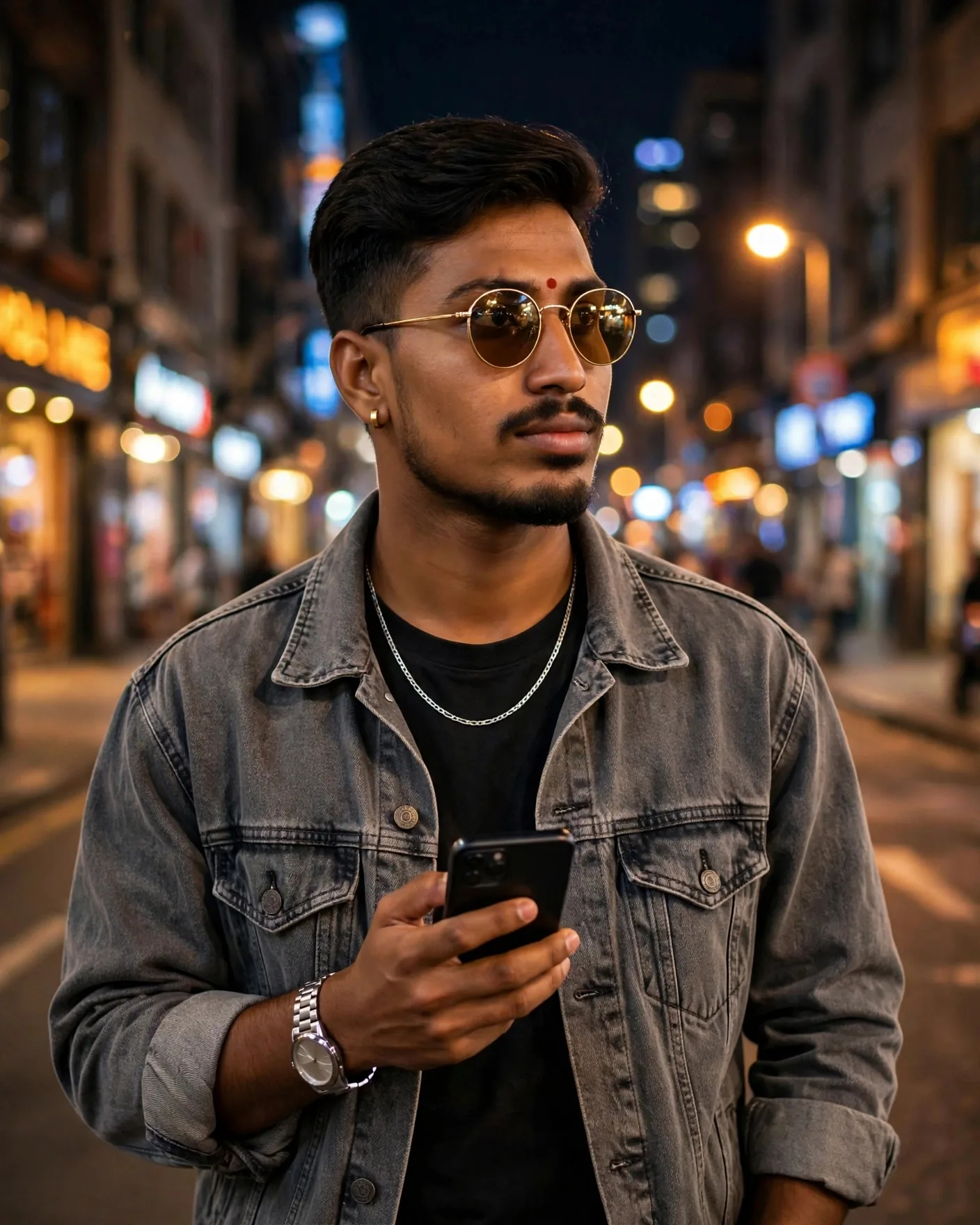 Perfect! This time with *YOUR exact face* — 4:5 cinematic night portrait