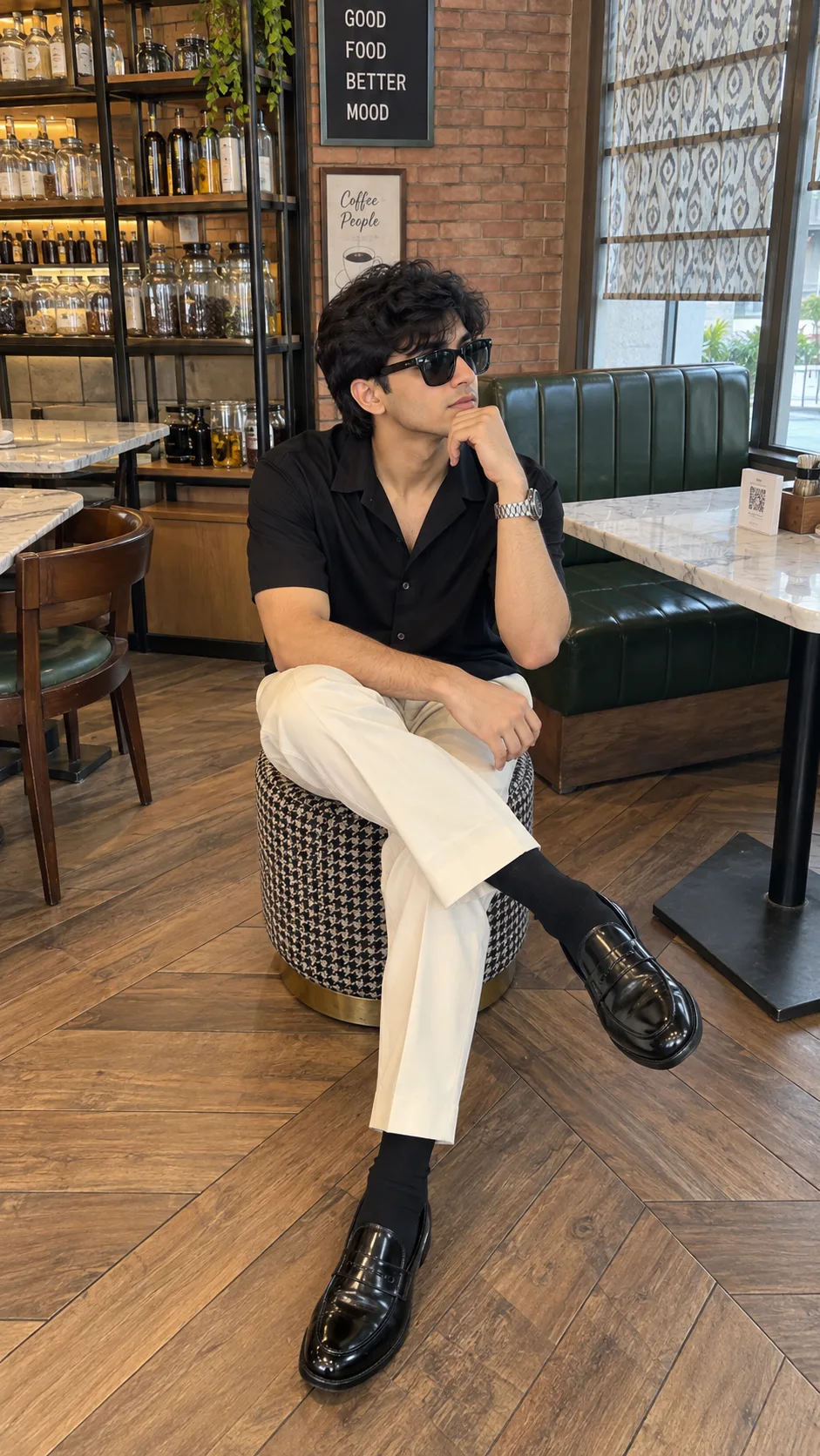 Boys Cafe Aesthetic Portrait Photo Prompt