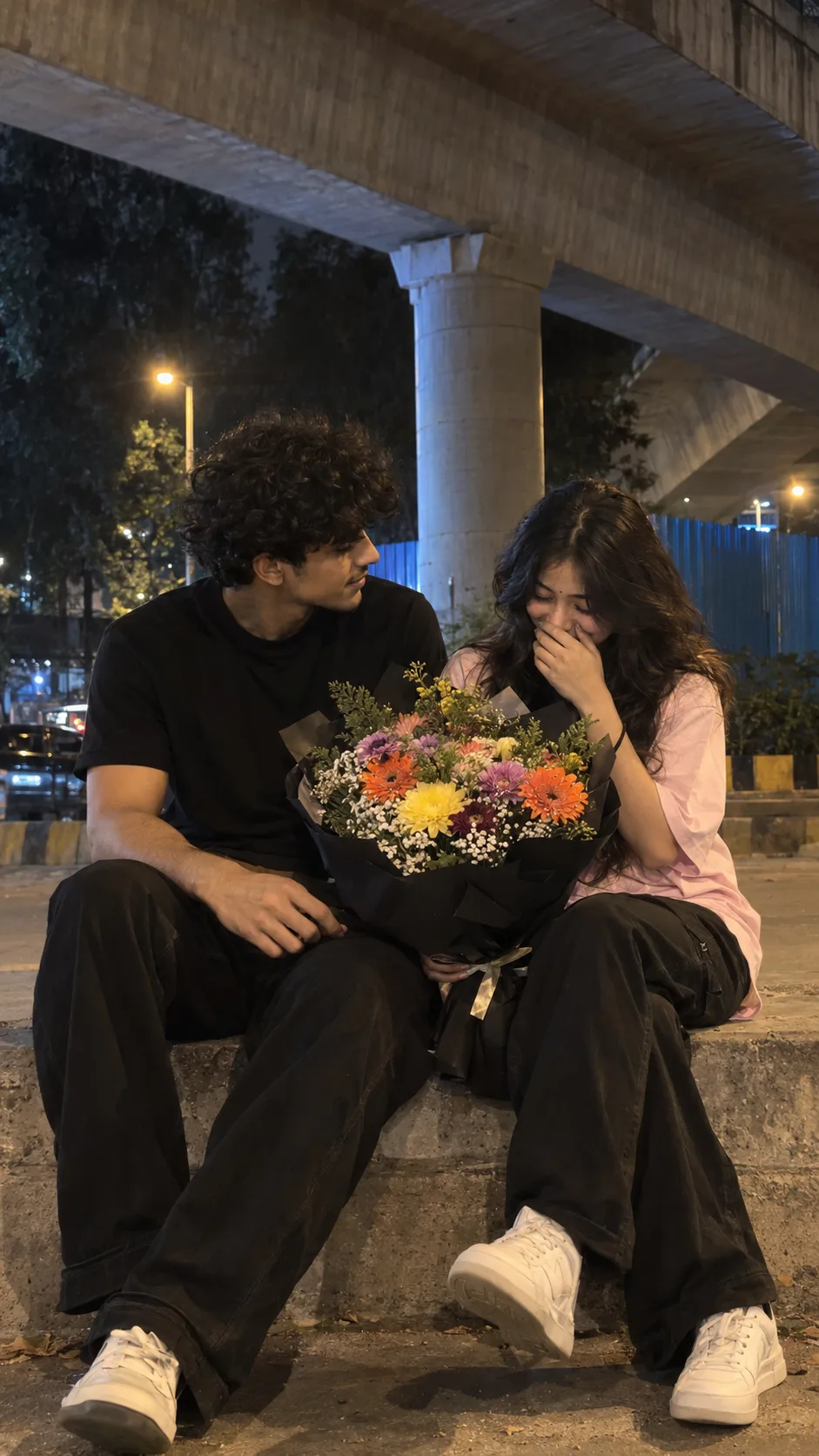Ultra realistic cinematic candid photograph of a young south Asian couple