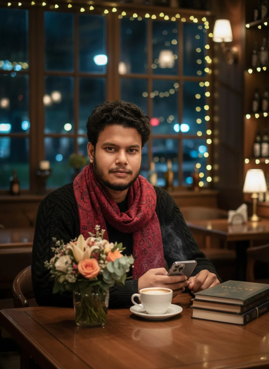 Cozy Cafe Night Portrait