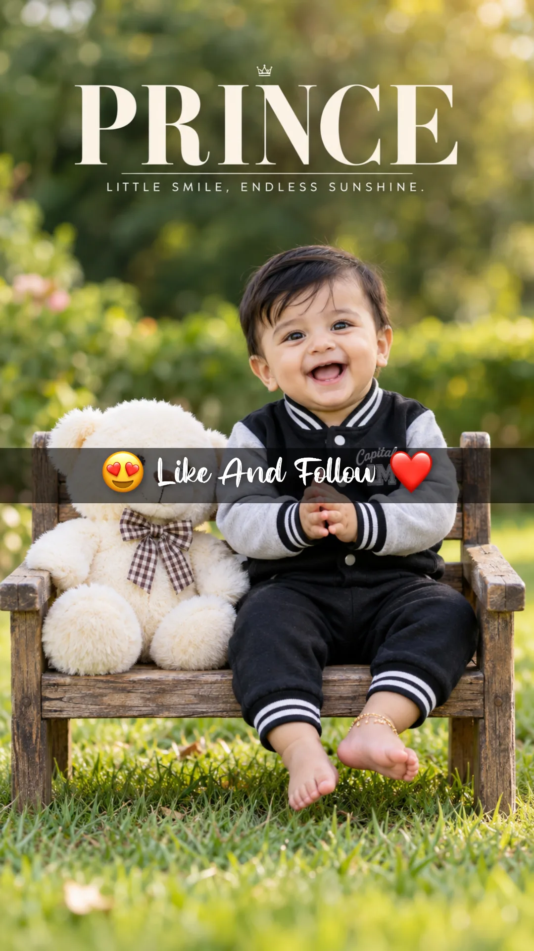 BABY PHOTOGRAPHY IN GARDEN WITH TEDDY BEAR