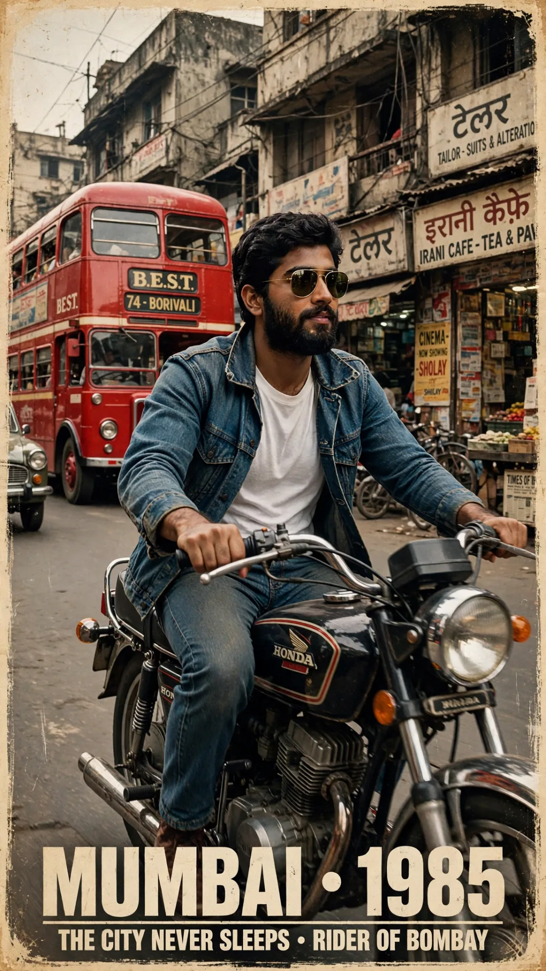 1980s Retro Bike Rider - Denim Jacket Vintage Style