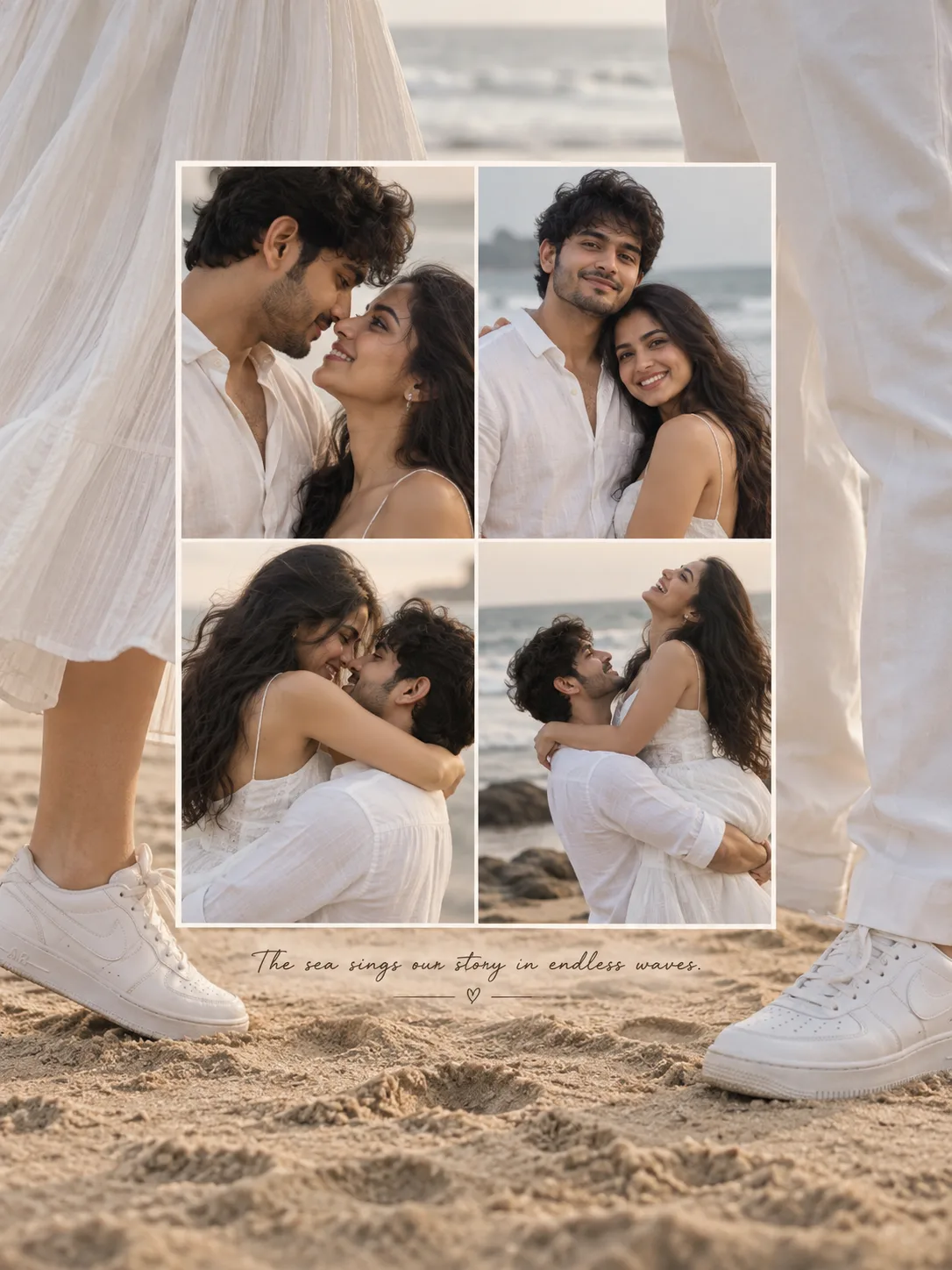 Ultra realistic cinematic beach ⛱️ portrait of a young couple