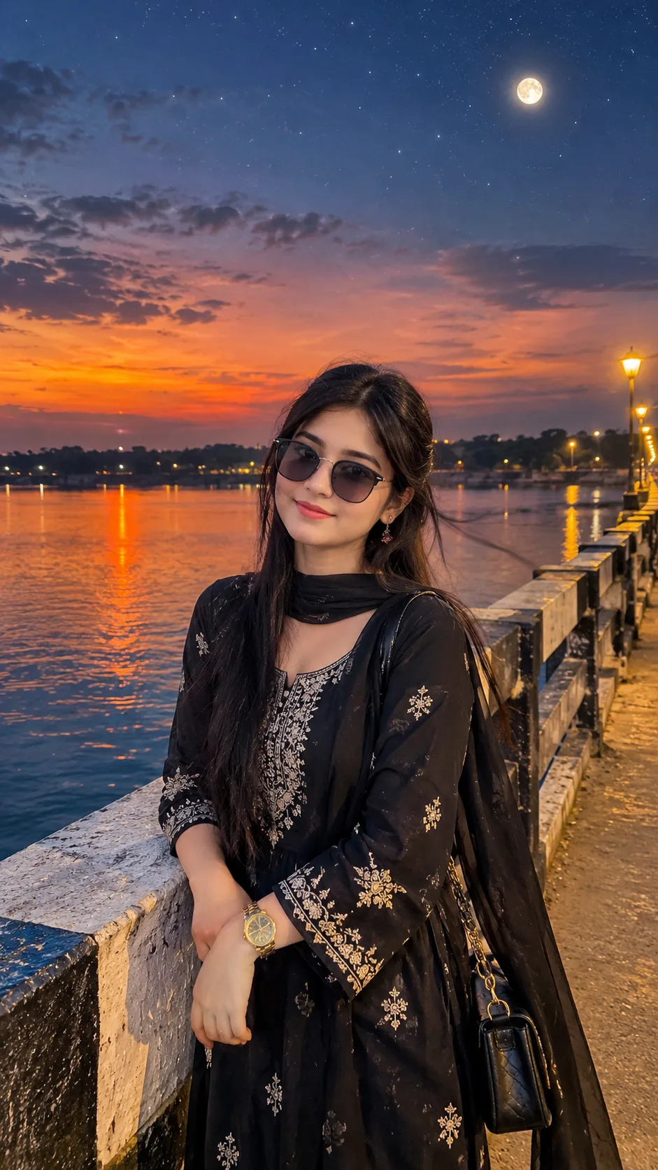 Moonlit Sunset by the River 🌙✨