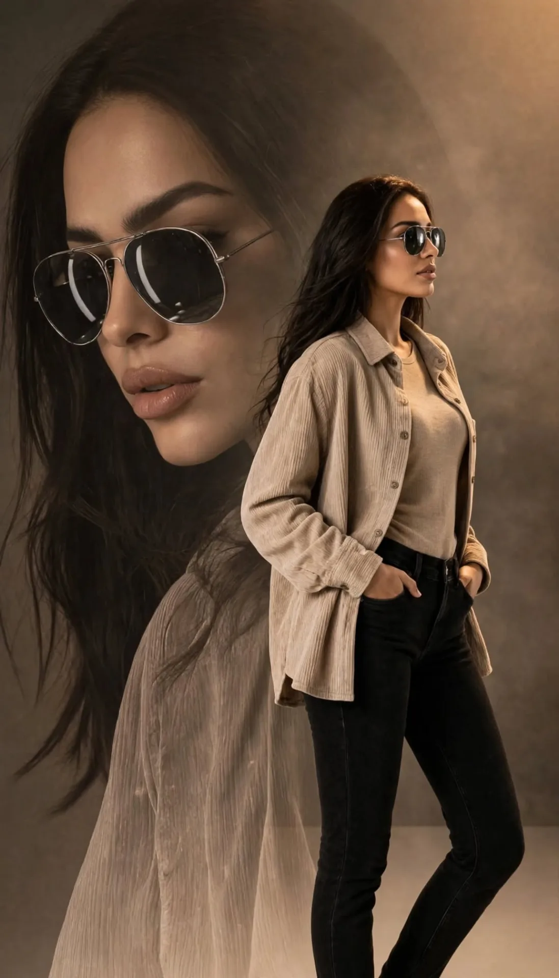 Double Exposure Fashion Portrait - Sunglasses Muse