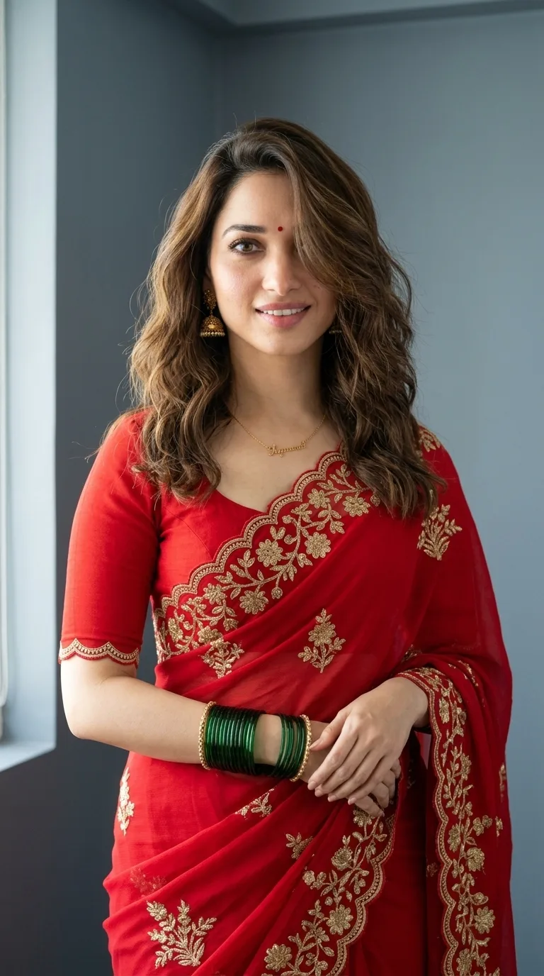 GIRL BEAUTIFUL RED SAARI PROMPT