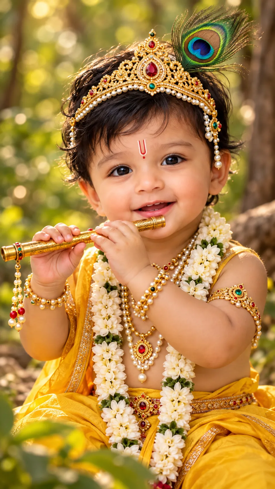 Little Krishna 🦚💛 | Divine Baby Krishna Portrait | Janmashtami Inspiration