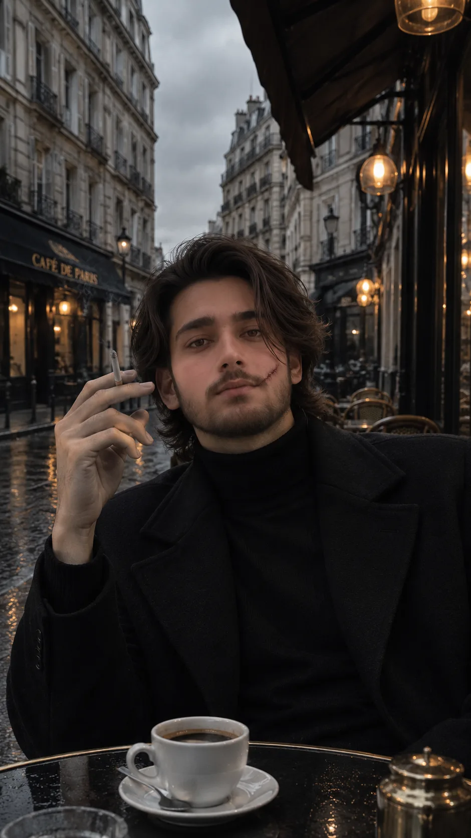 Rainy Café Noir in Paris