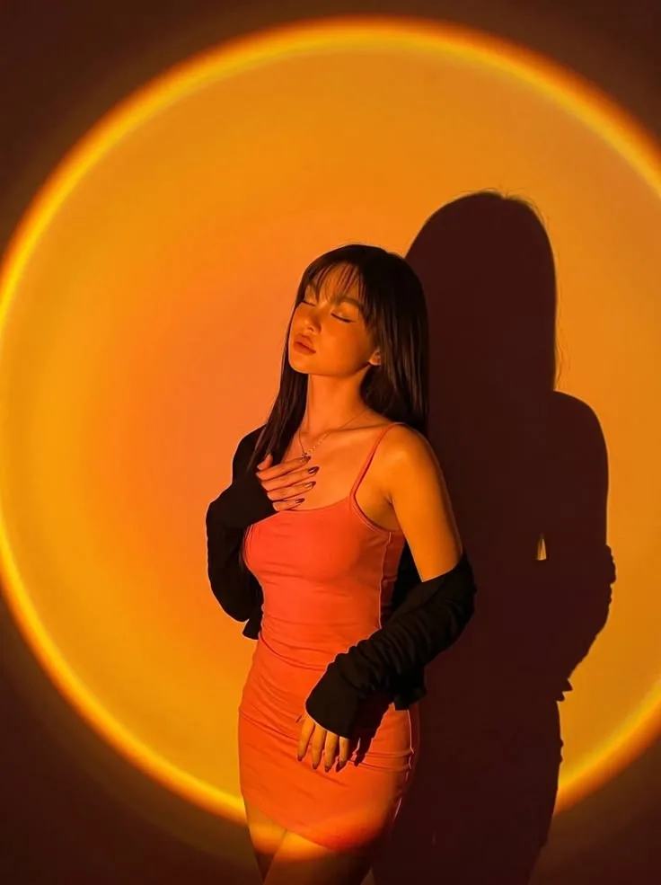 Orange Circle Shadow Portrait Photography