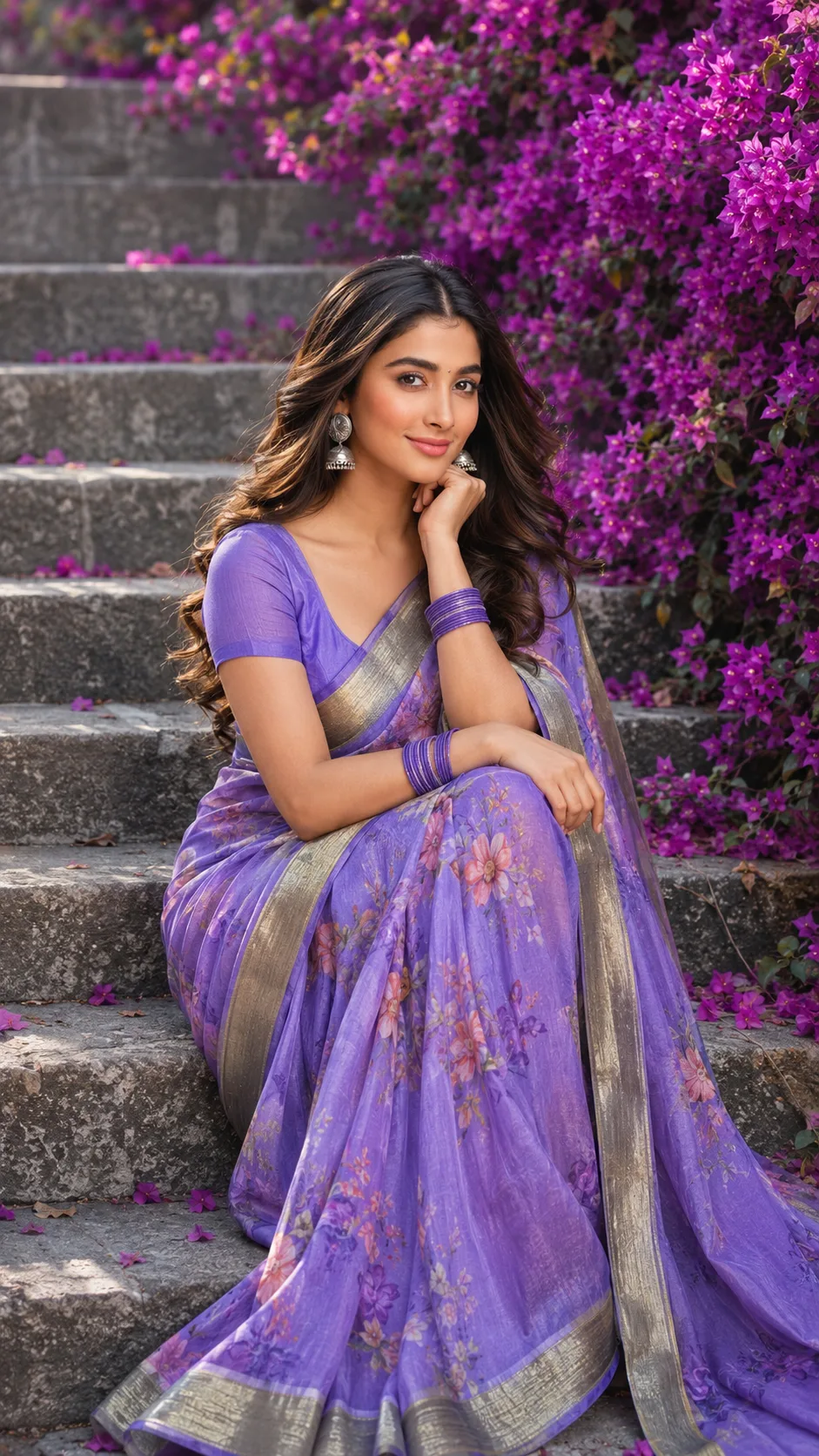 GIRLS IN PURPLE SAREE PORTRAIT