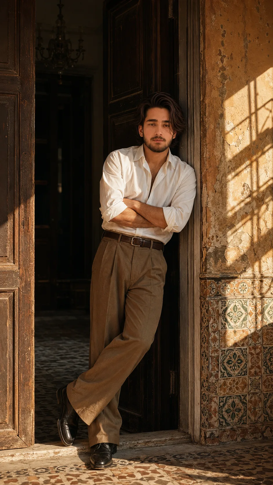 Golden Doorway in a Vintage Courtyard