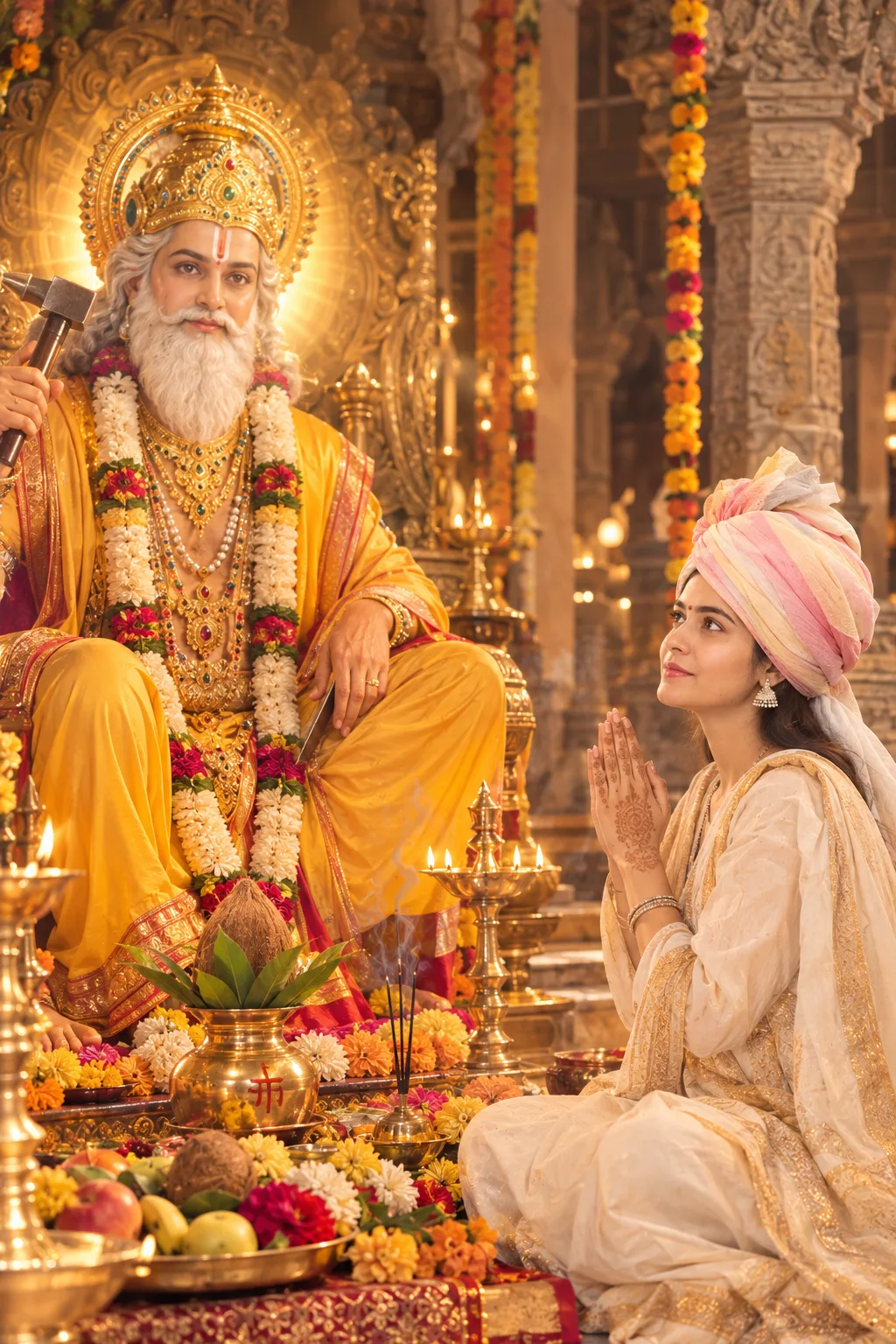 भगवान विश्वकर्मा की भक्ति में 🙏✨ | दिव्य पूजा का सुंदर दृश्य