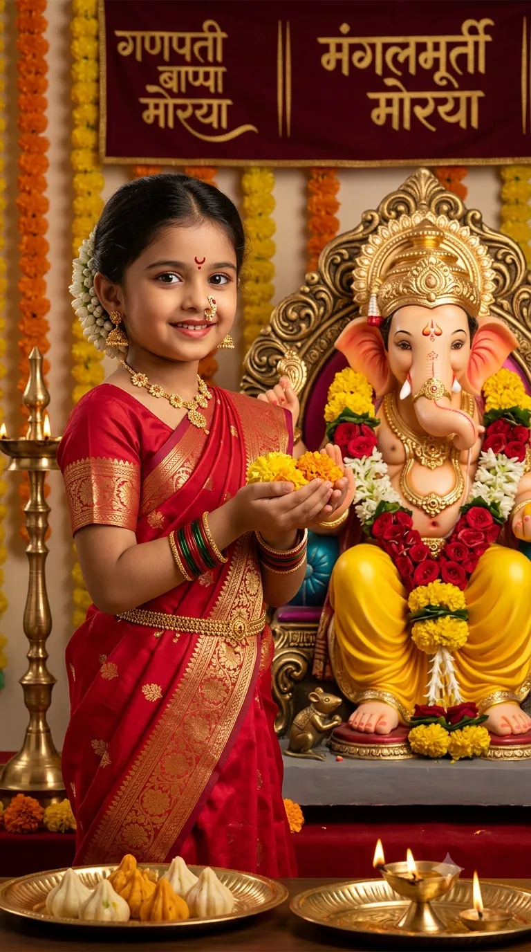 Festive Ganesh Chaturthi Blessing Portrait