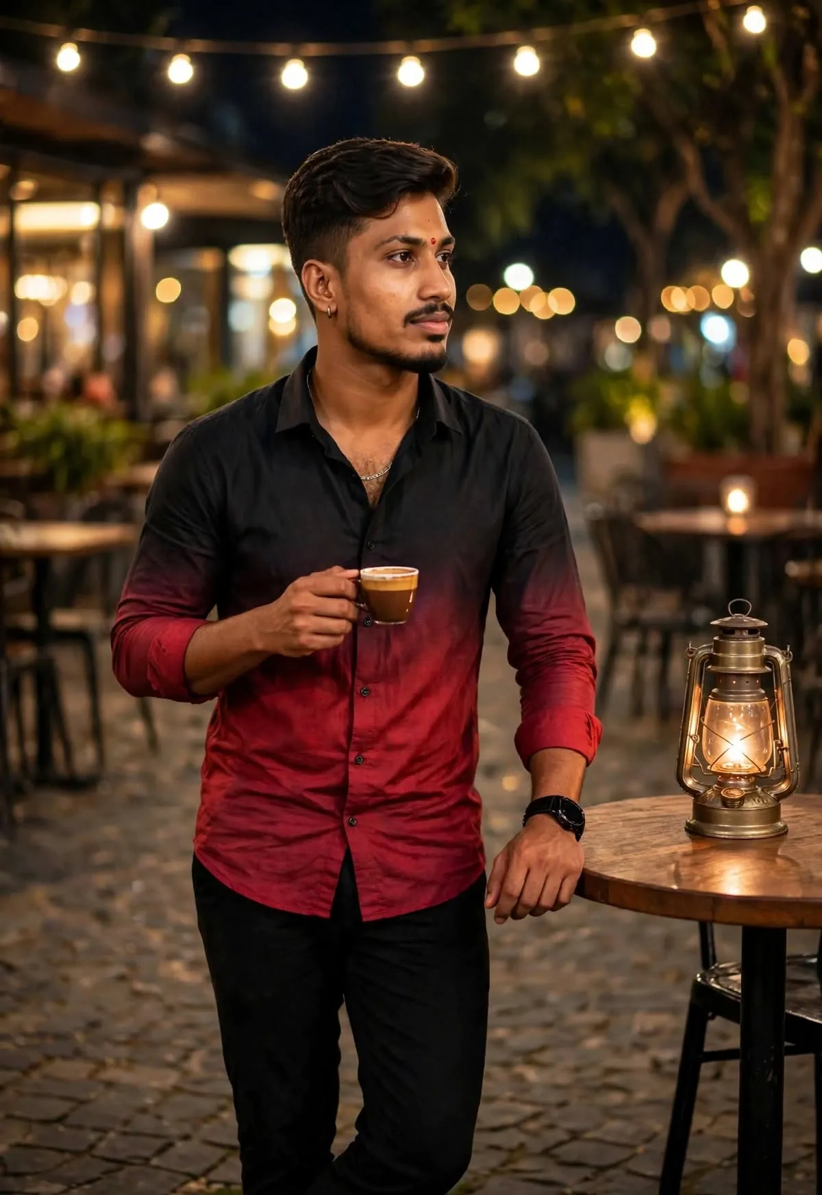 Night Cafe Cinematic Portrait