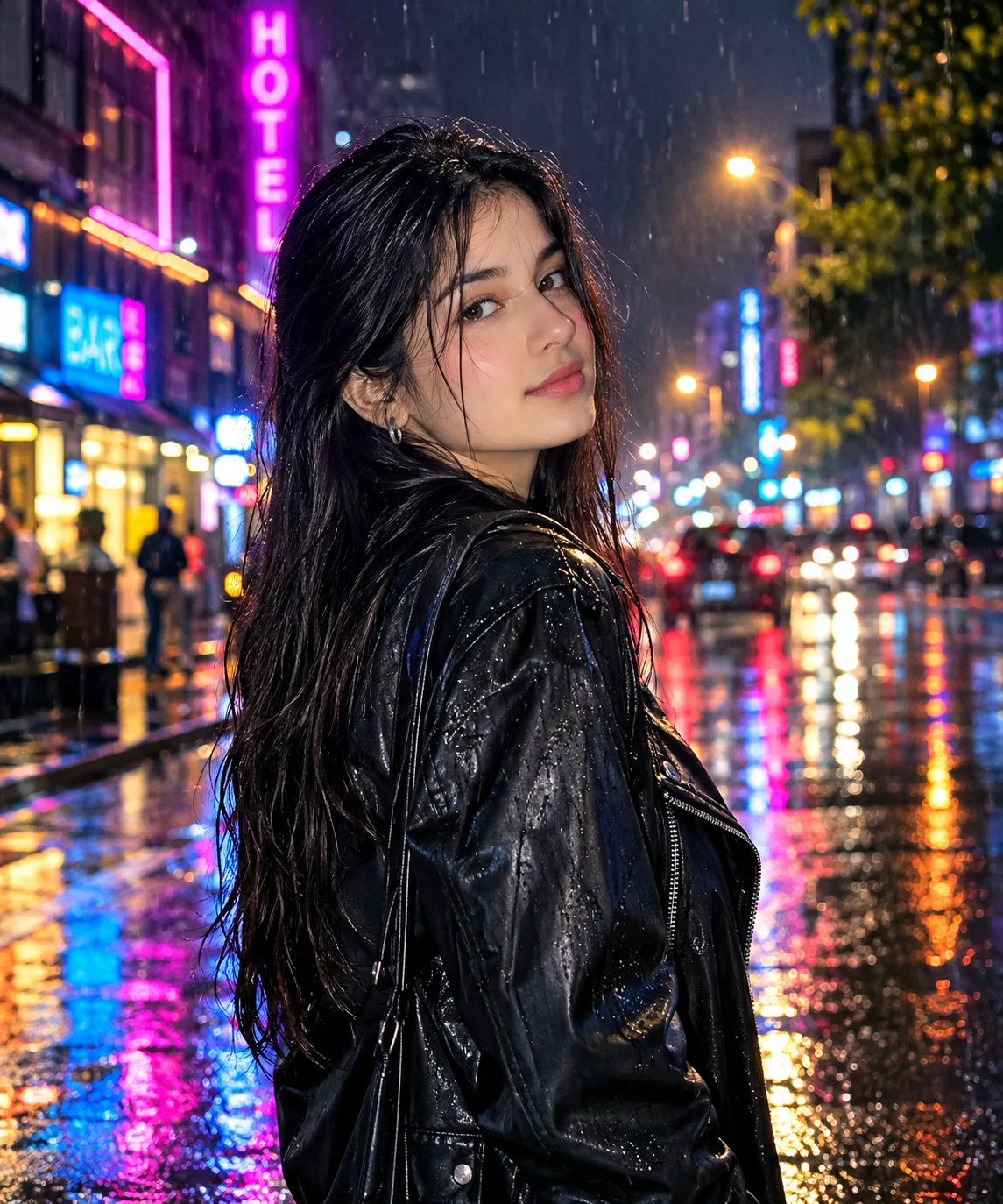 Neon Rain 🌧️✨ | Cinematic Night Portrait