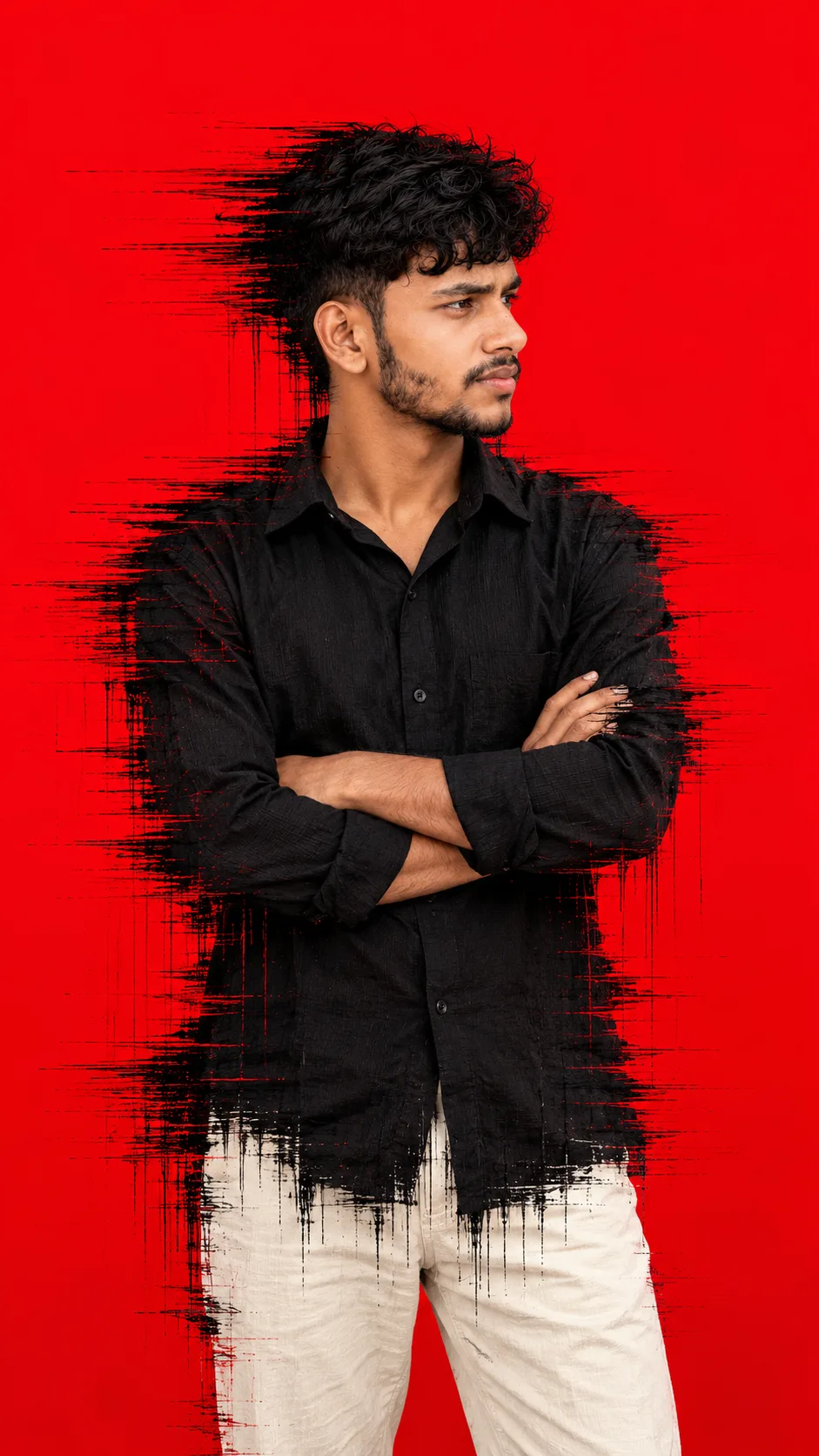 Crimson Glitch Portrait