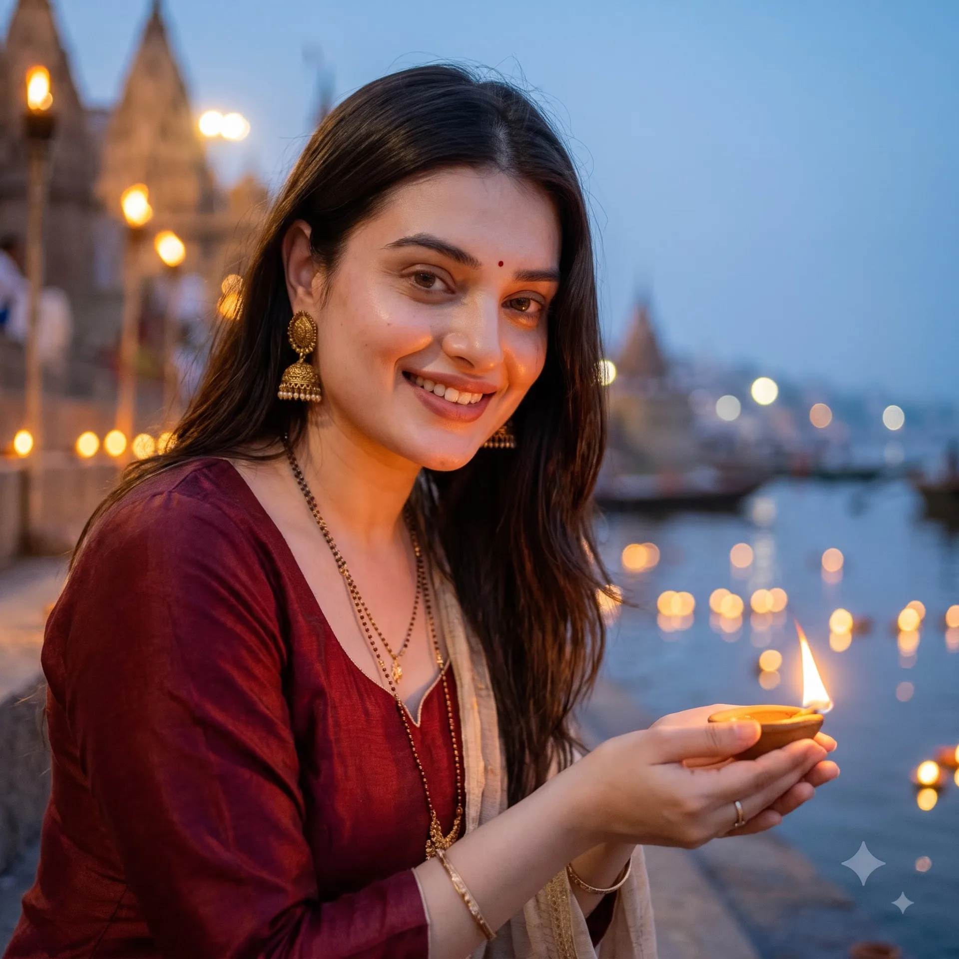 "Banaras Ghat Evening Editorial Portrait"