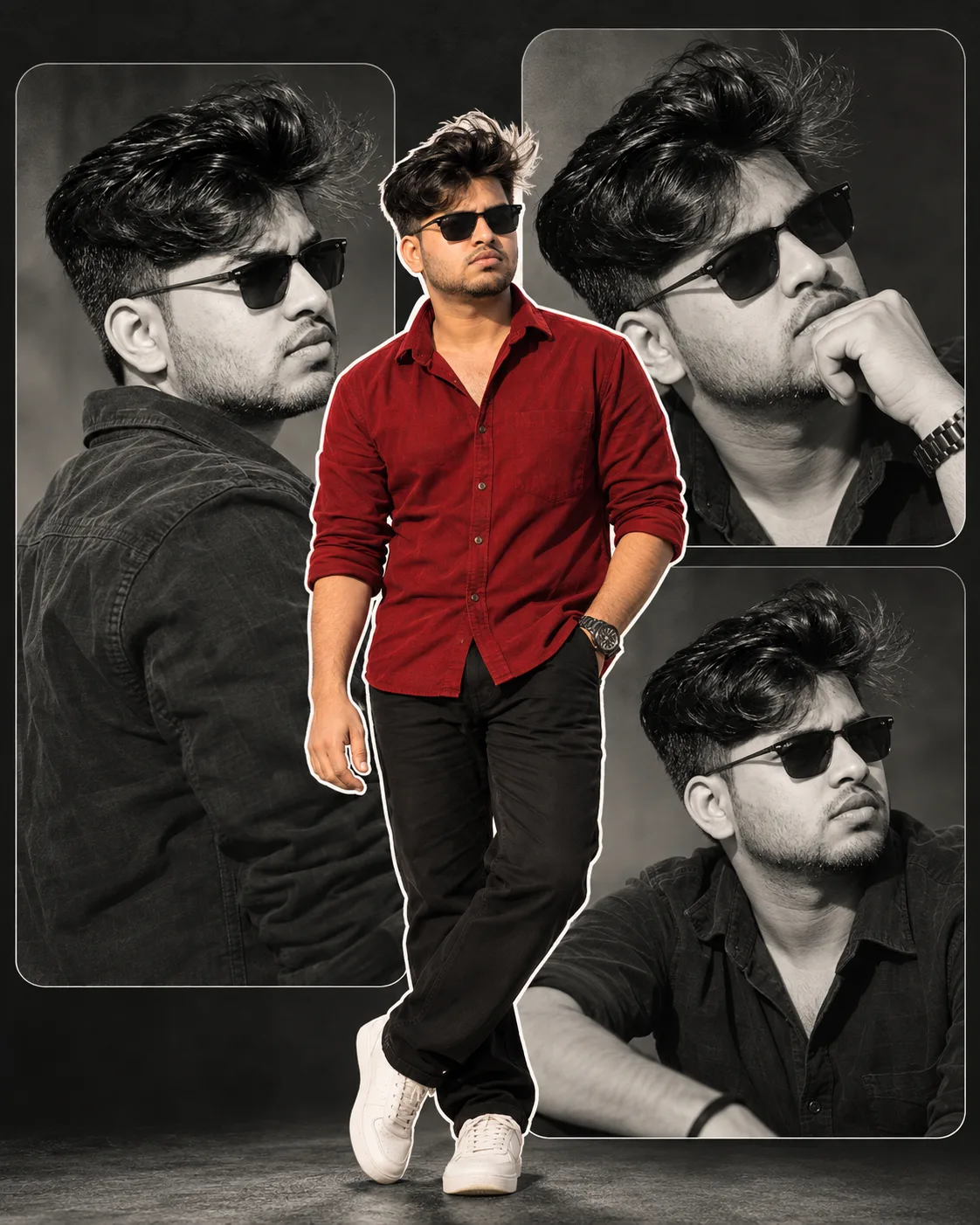 Red Shirt Monochrome Editorial Collage