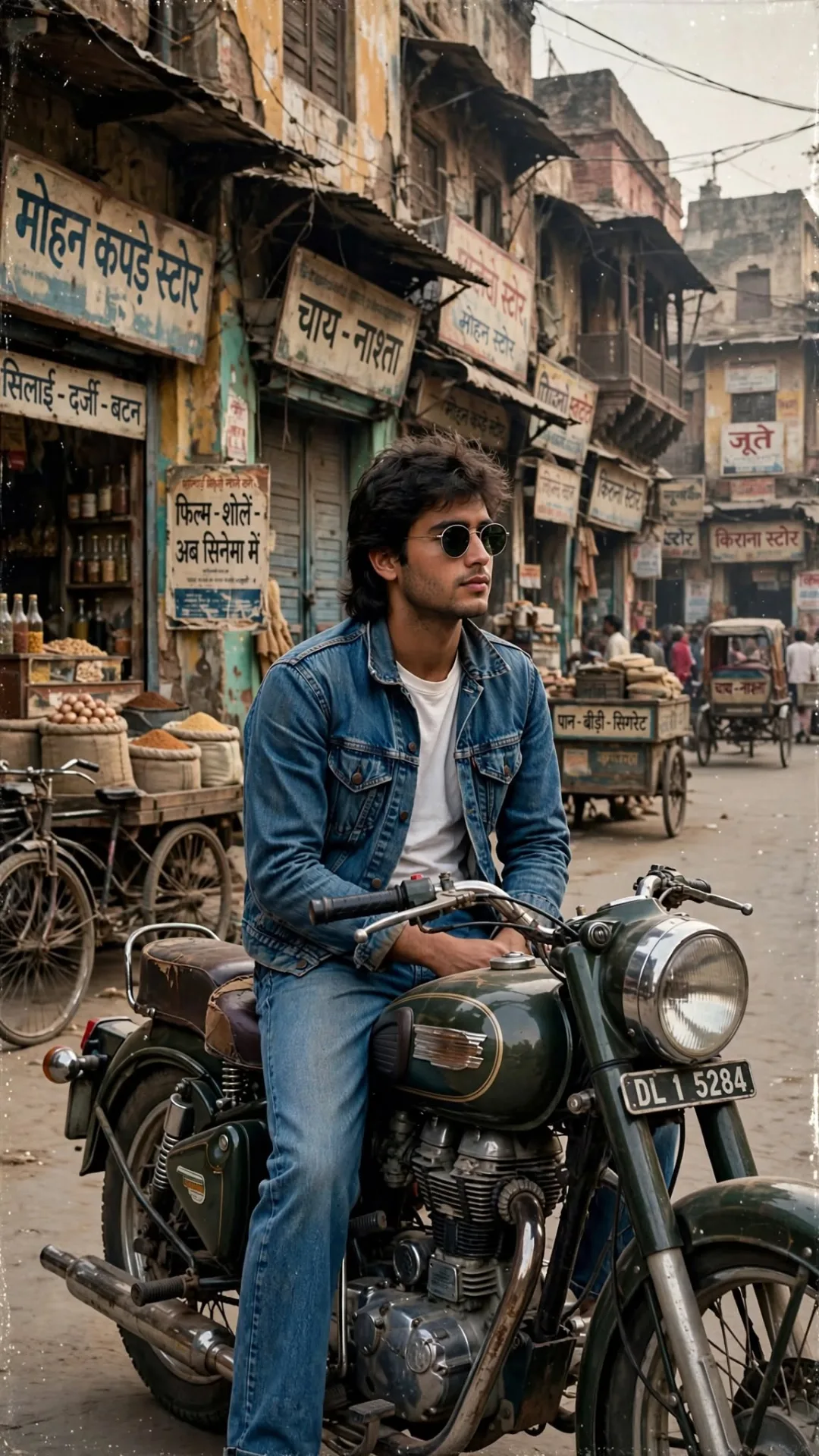 1980s Retro Bike Rider - Denim Jacket Vintage Style