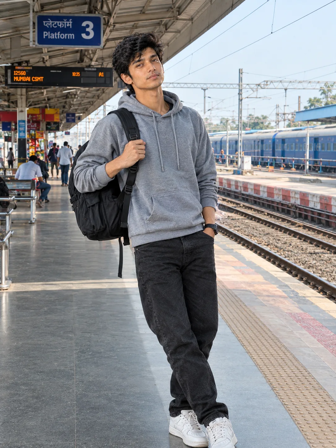 Ultra Realistic Boy Train Station Shot