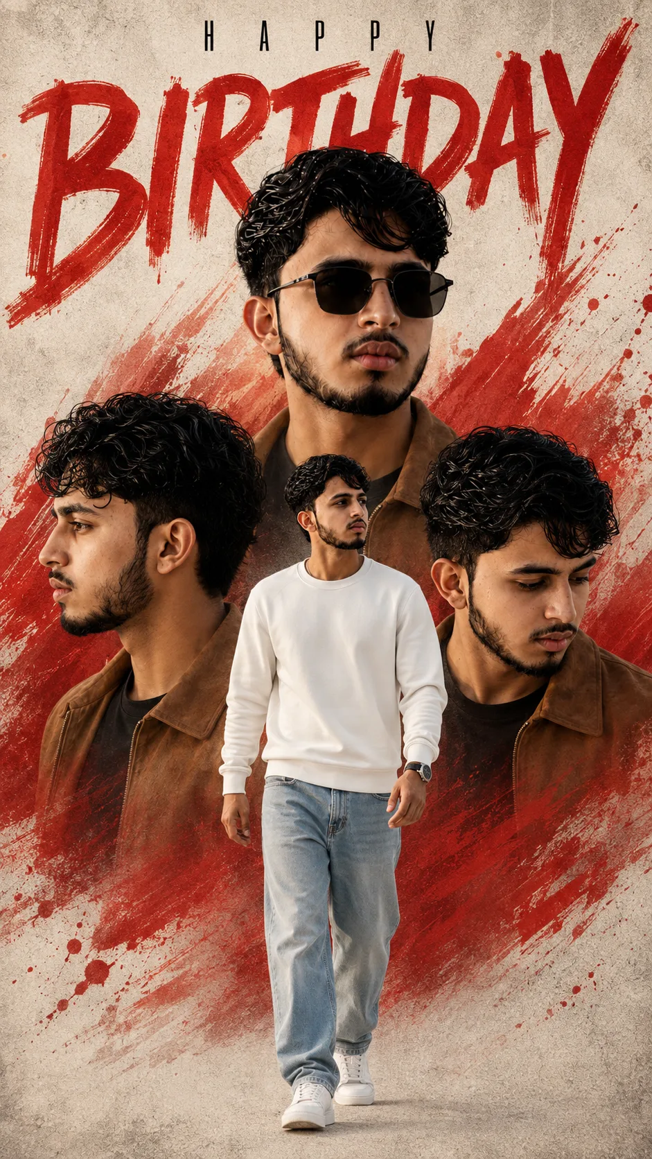 Cinematic Birthday Hero – Four Portrait Poster