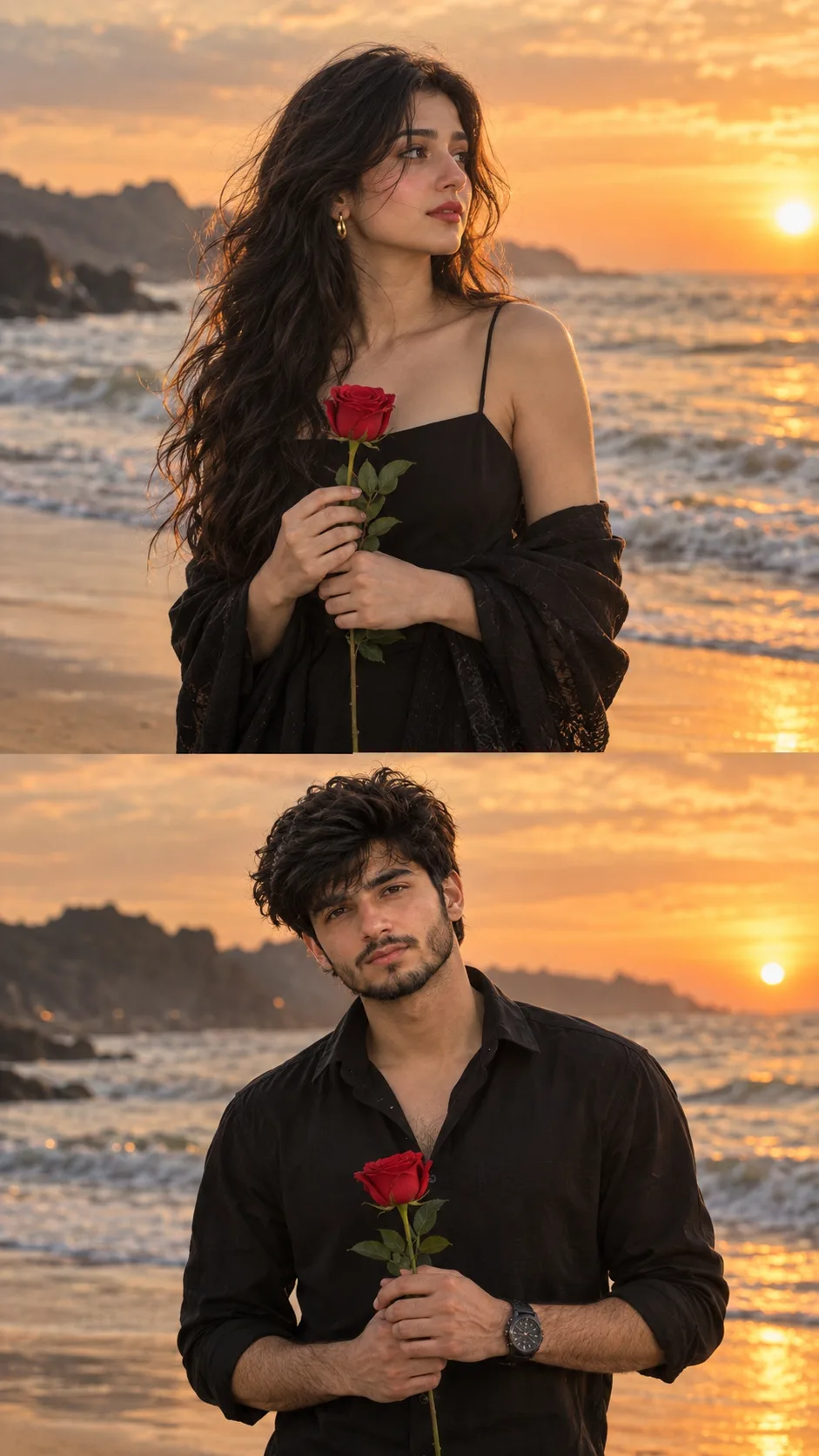 Two Hearts, One Sunset — A Cinematic Beach Romance
