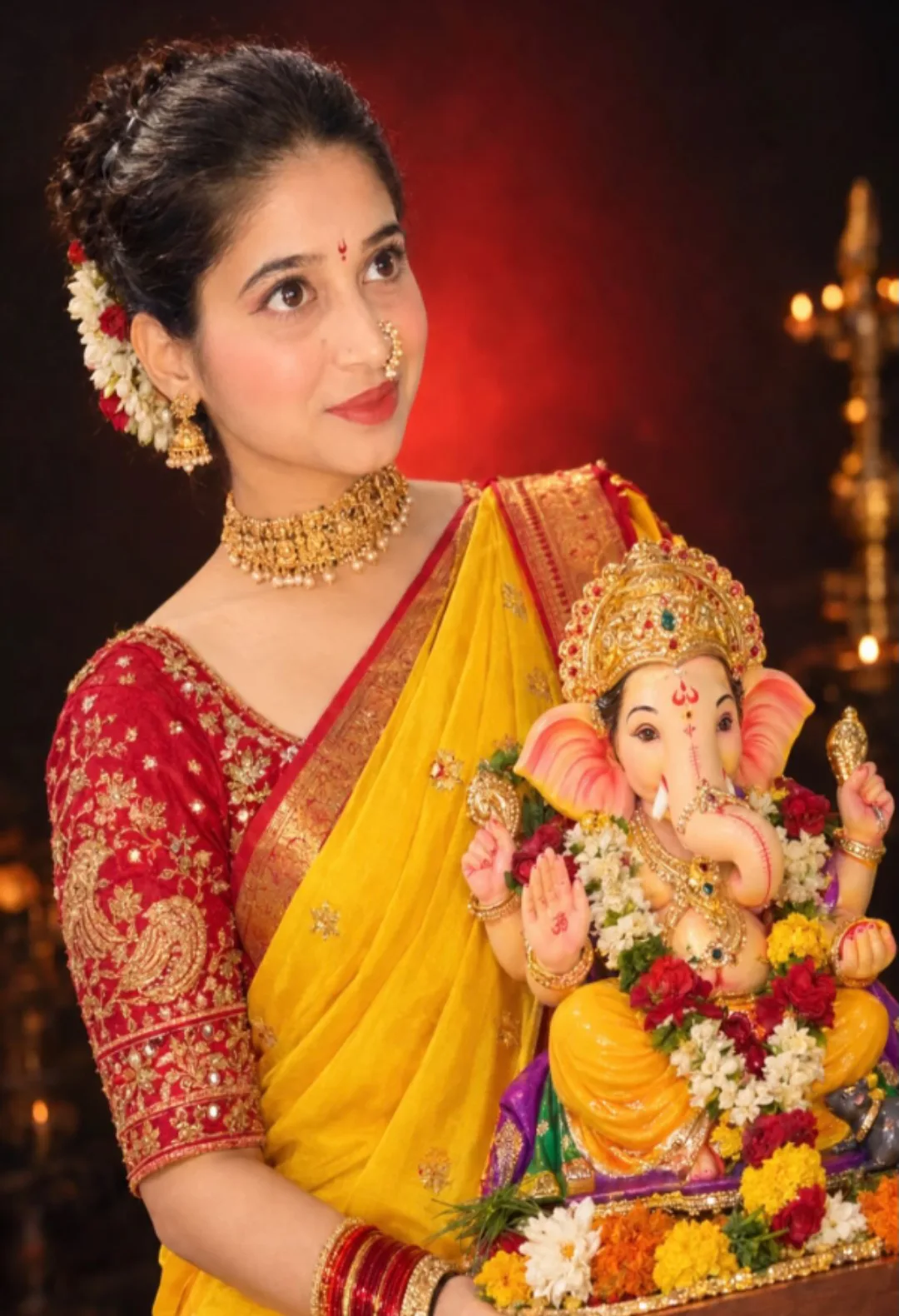 Girl With Ganpati ji
