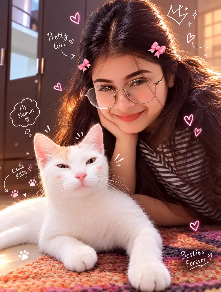 Pretty Girl & Cute Kitty – Besties Forever 🩷🐱