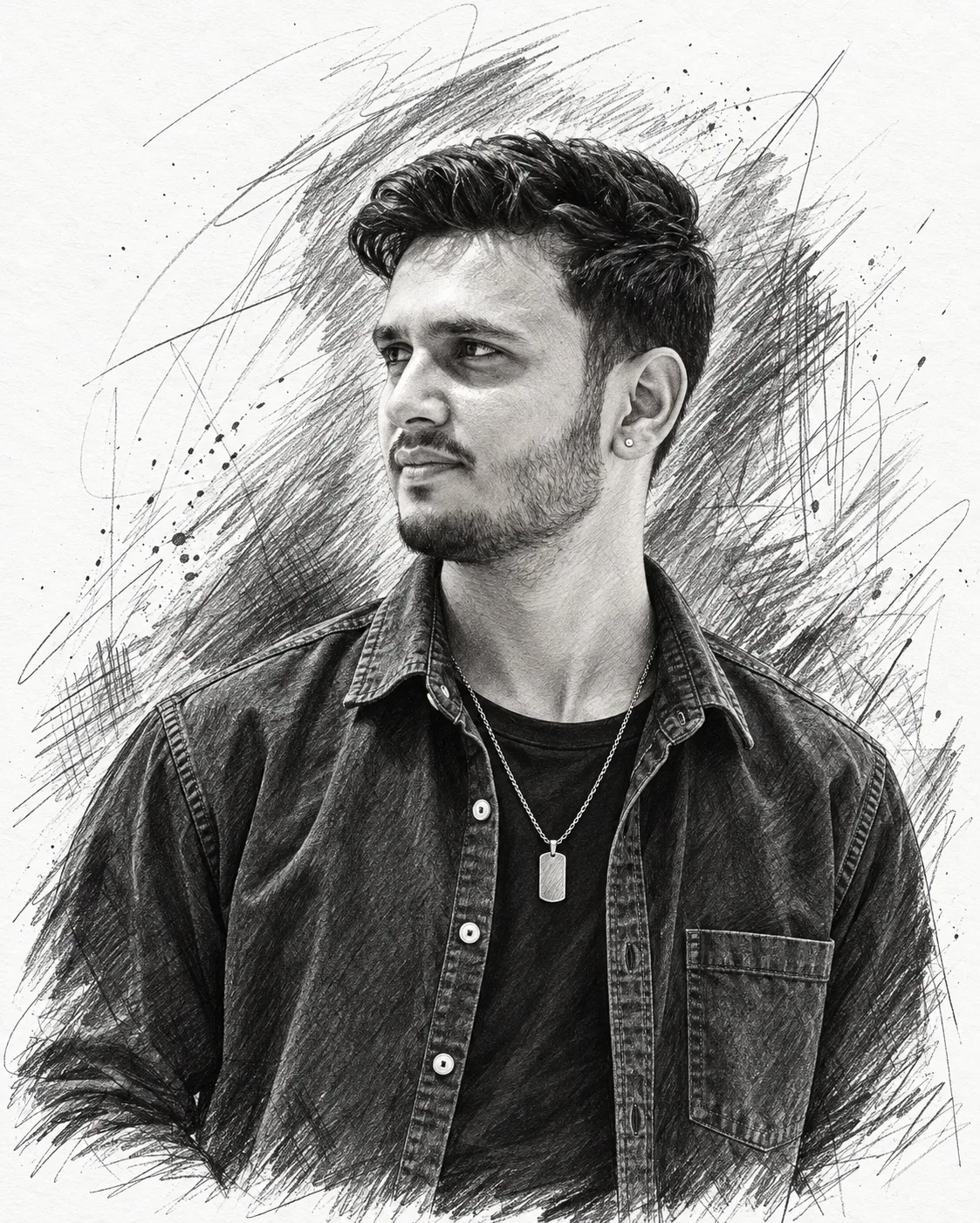 Extremely detailed traditional pencil-and-ink artwork