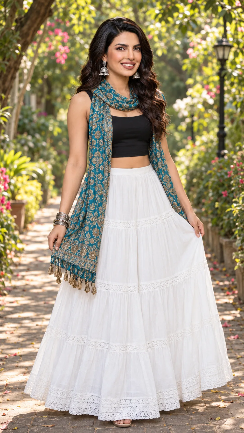 Elegant Teal & White Garden Look