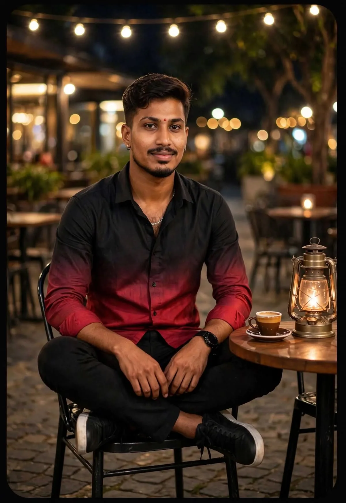 Night Cafe Cinematic Portrait