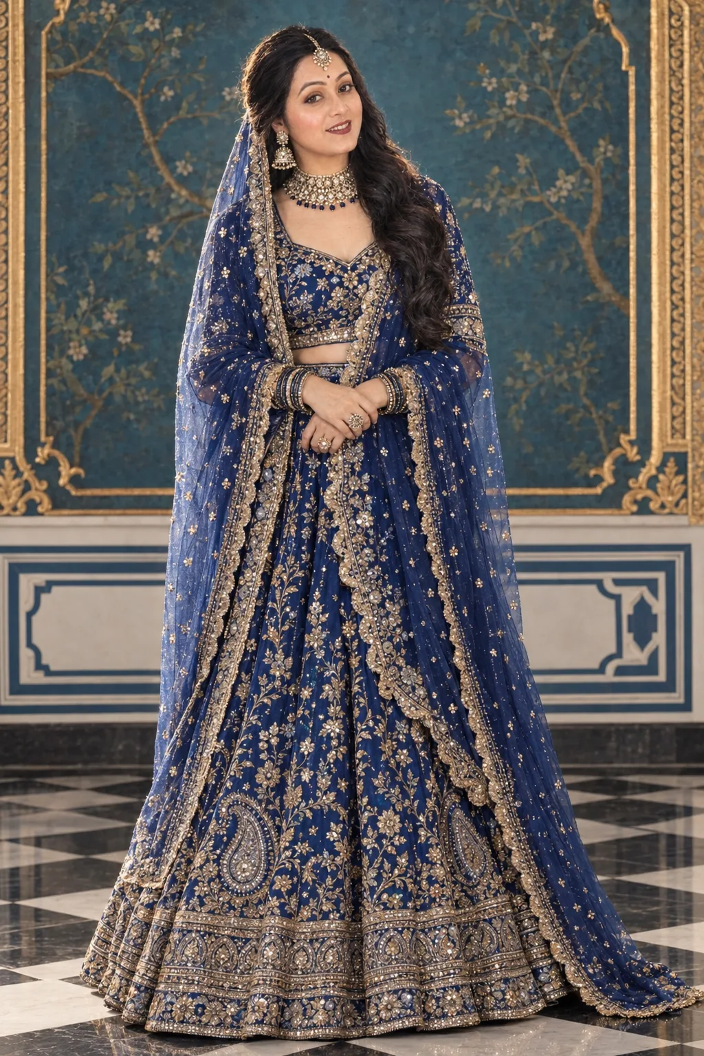 Royal blue bridal women portrait