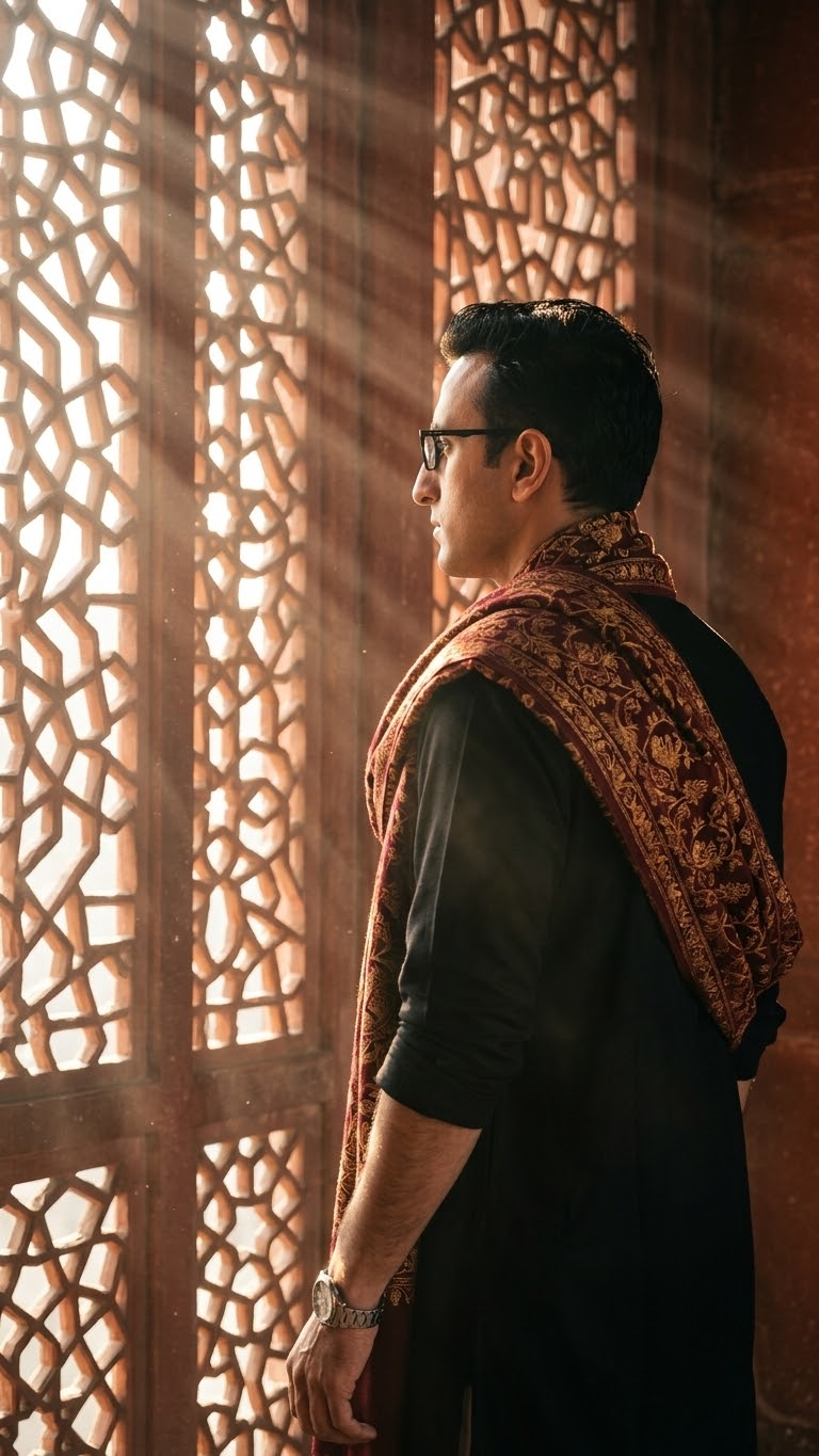 Kashmiri shawl Golden Hour Heritage Portrait