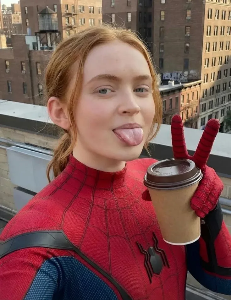 Spider-Man Rooftop Selfie — Playful City Moment