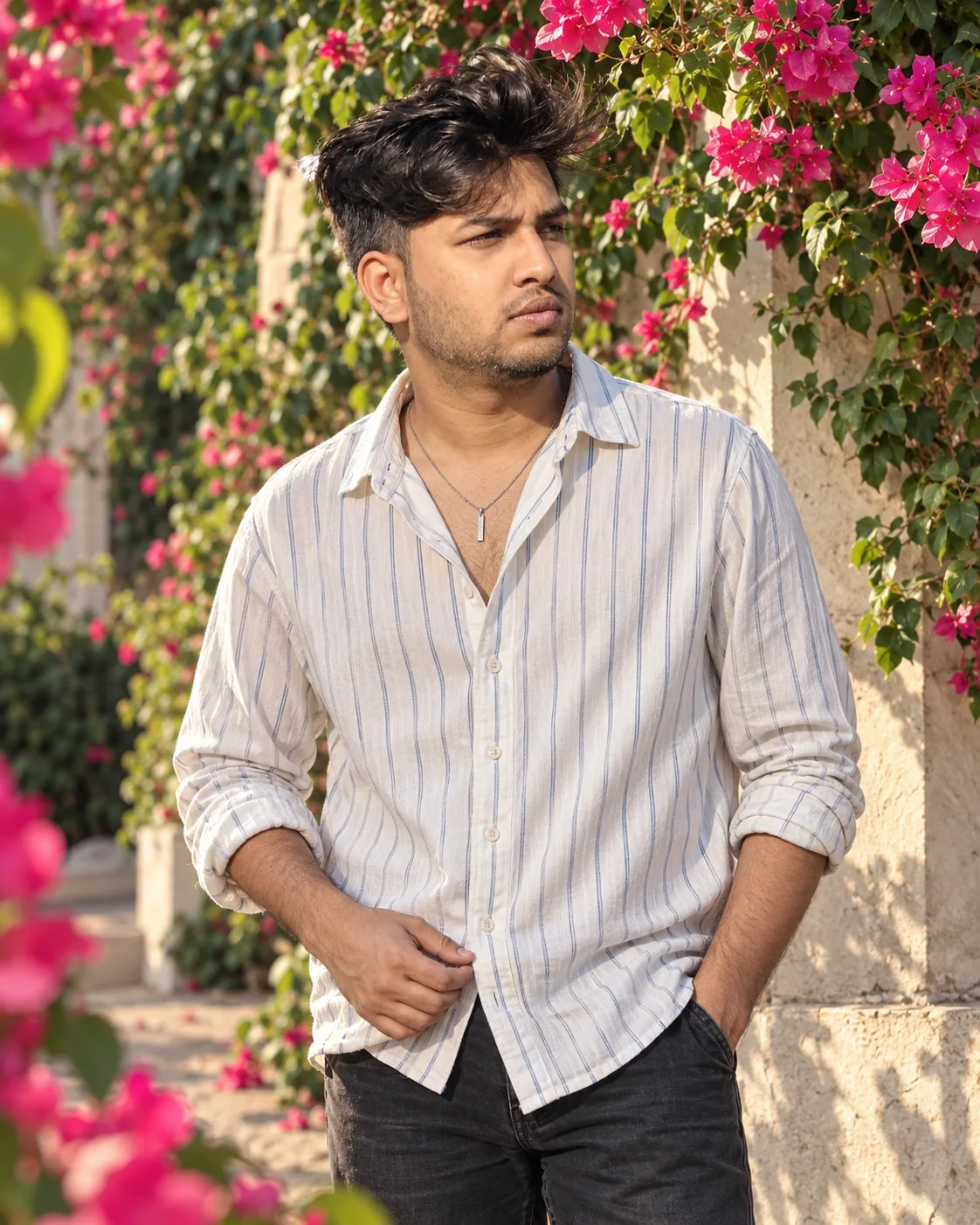 Sunlit Floral Garden Portrait