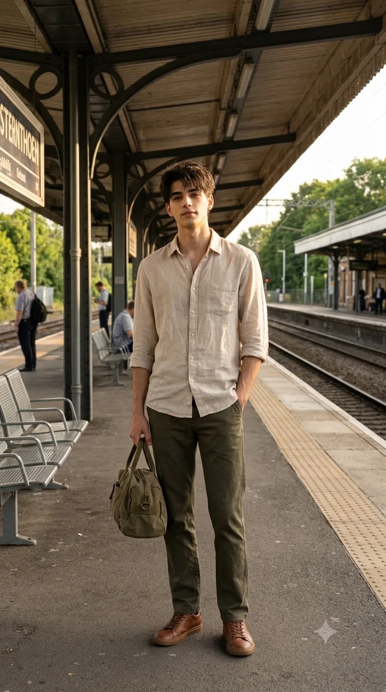Morning Railway Platform Boy Portrait