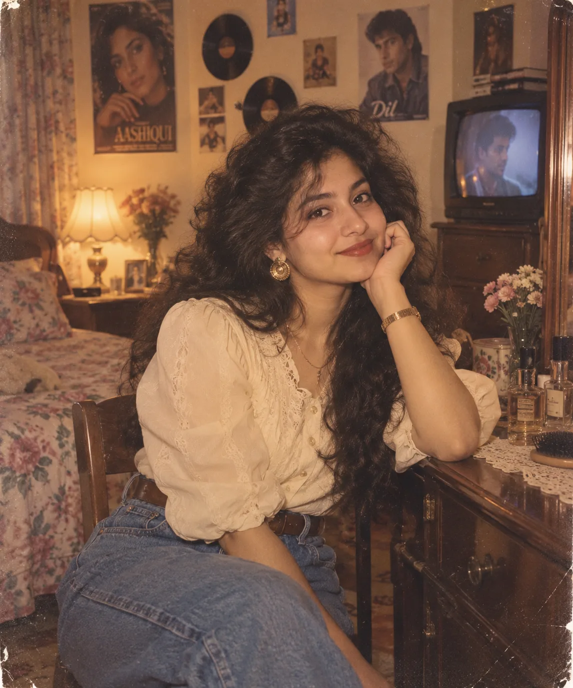 Ultra realistic cinematic 1980s inspired portrait