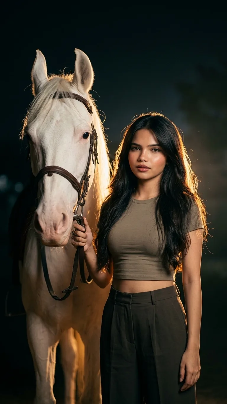 Midnight Horse Rider Portrait